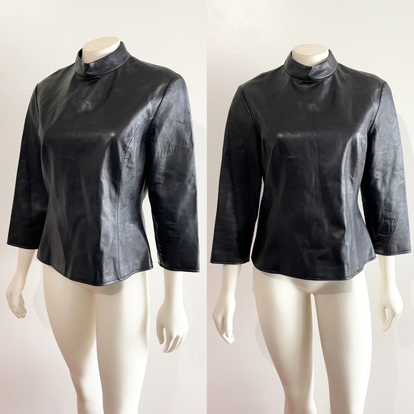 Mario Vittorio Tops - Mario Vittorio for Neiman Marcus Leather Top Quarter Sleeve Size 8